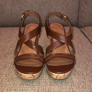 Franco Sarto brown leather wedges